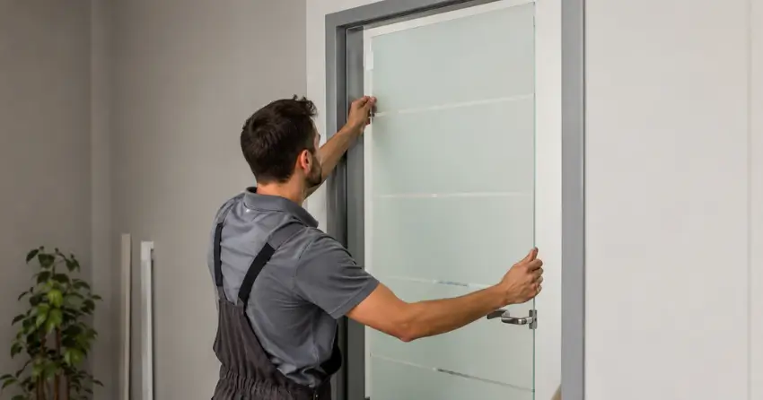 frosted glass interior door panel installation in Rugby, Oro-Medonte